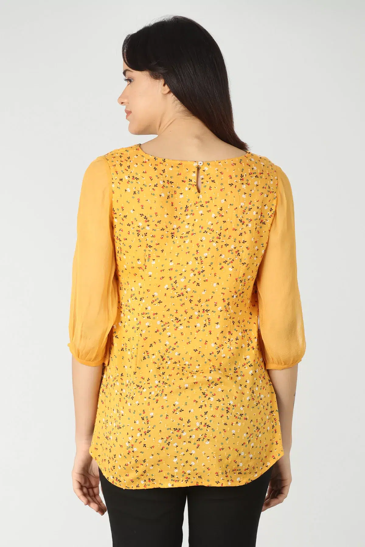 Ditsy Print Yellow Top Women