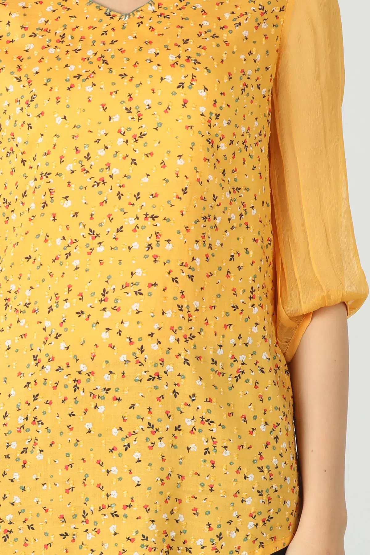 Ditsy Print Yellow Top Women