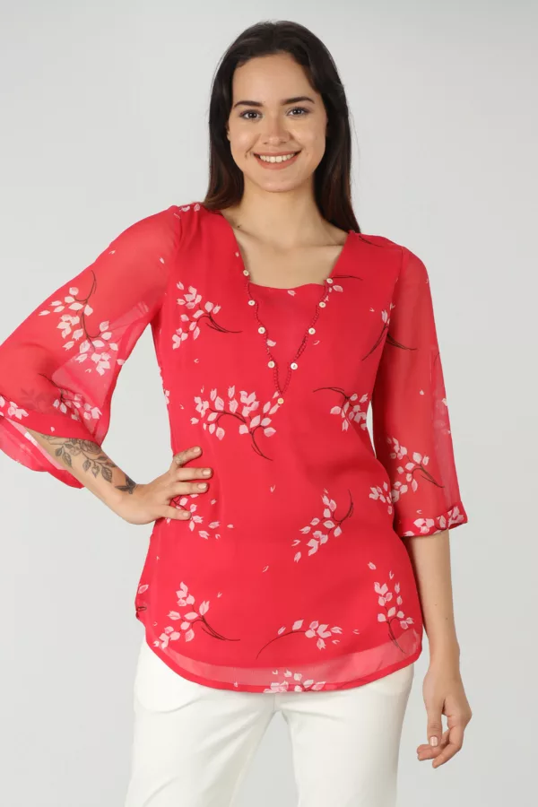 Printed Pink Top For Women