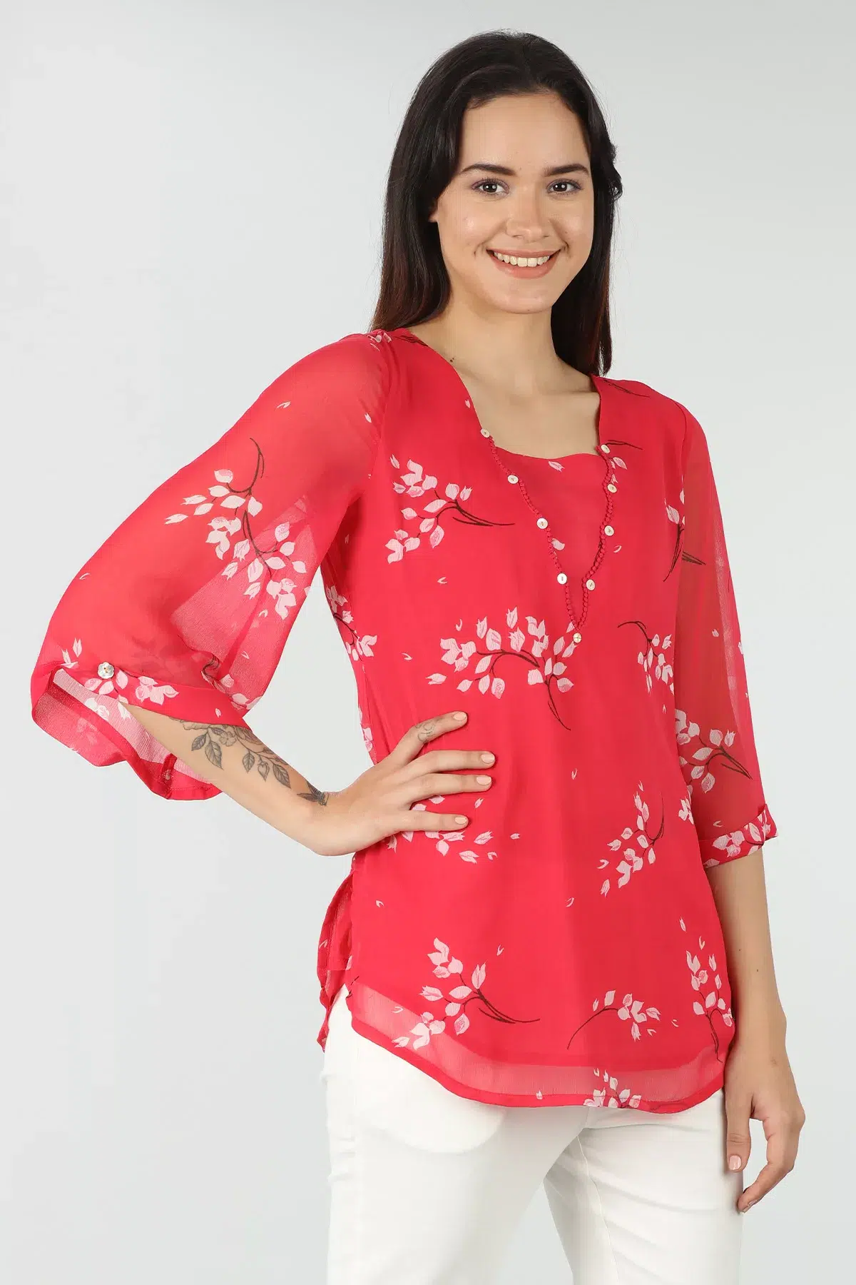Printed Pink Top For Women