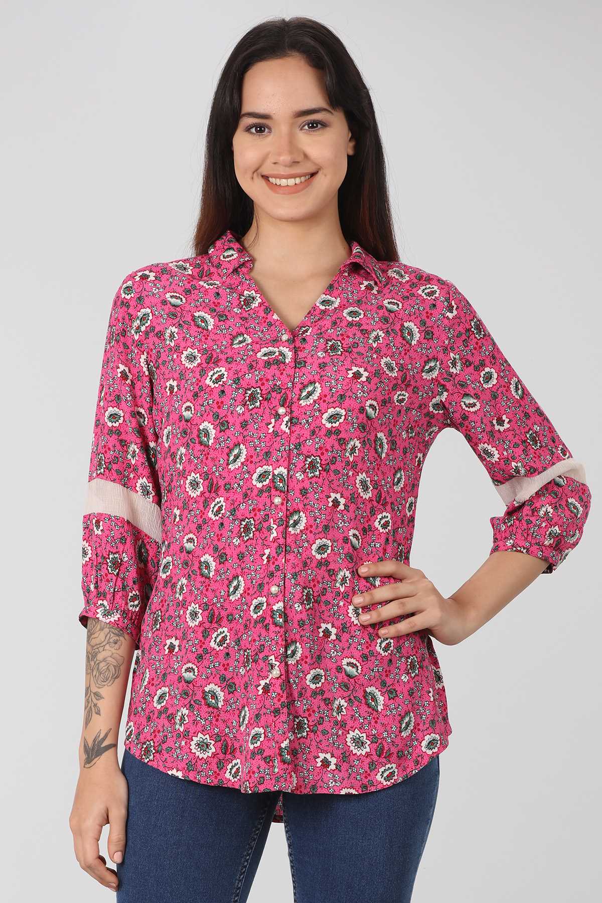 Pink Printed Shirt For Women