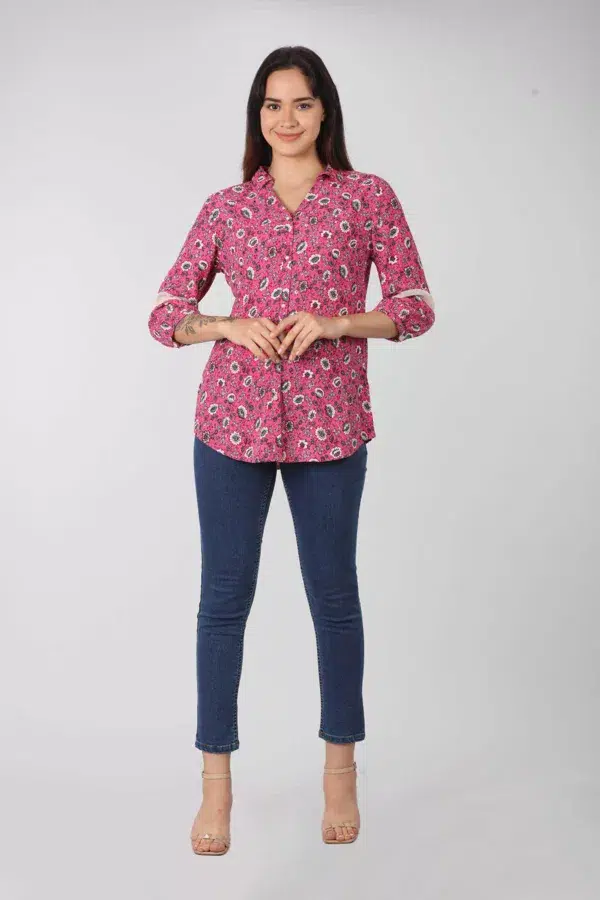 Pink Printed Shirt For Women