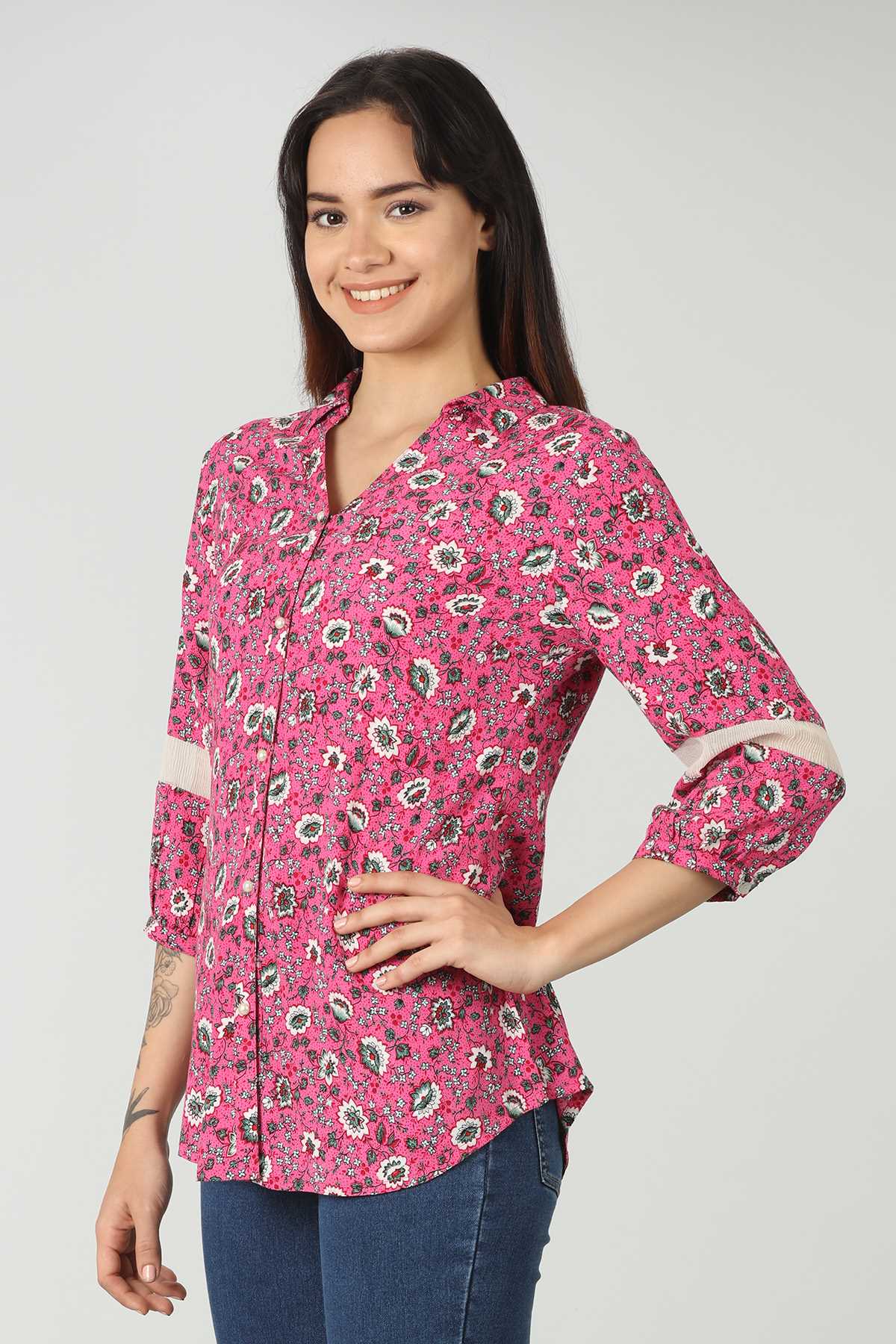 Pink Printed Shirt For Women