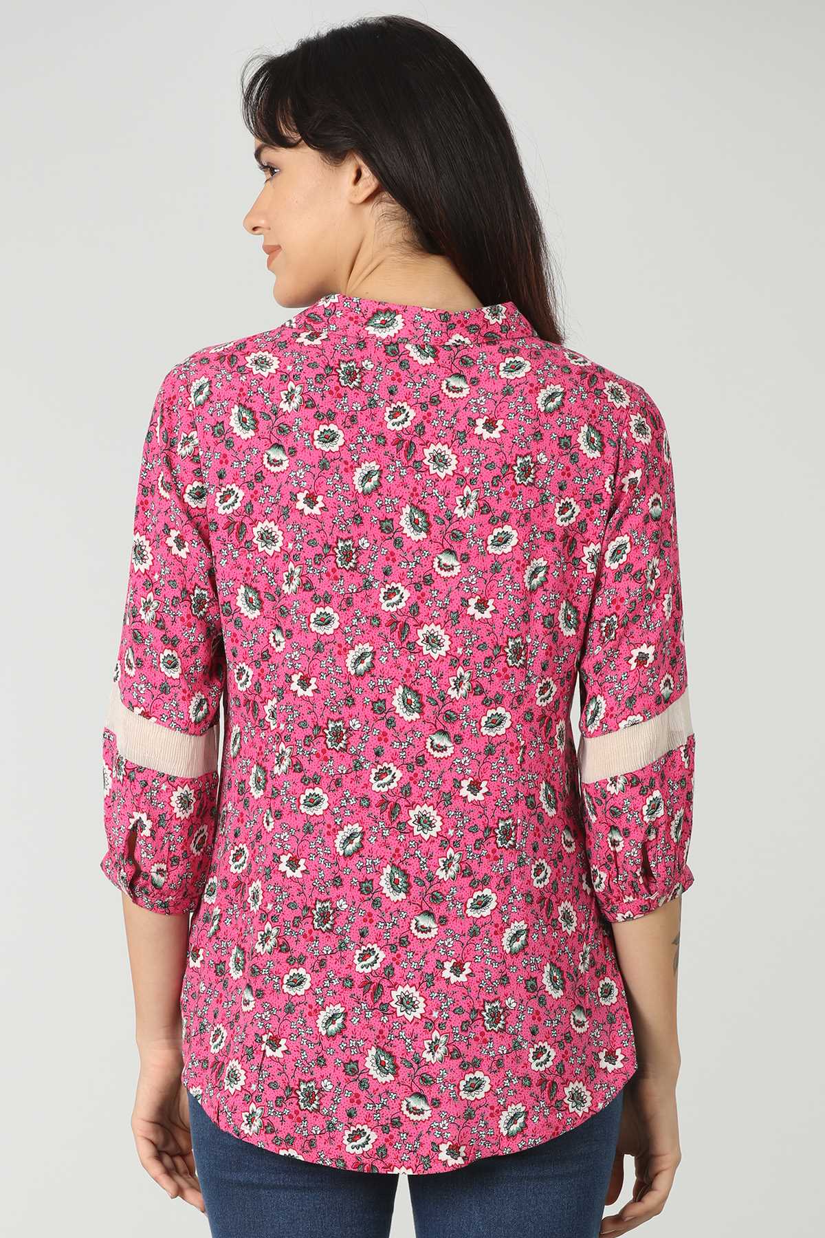 Pink Printed Shirt For Women