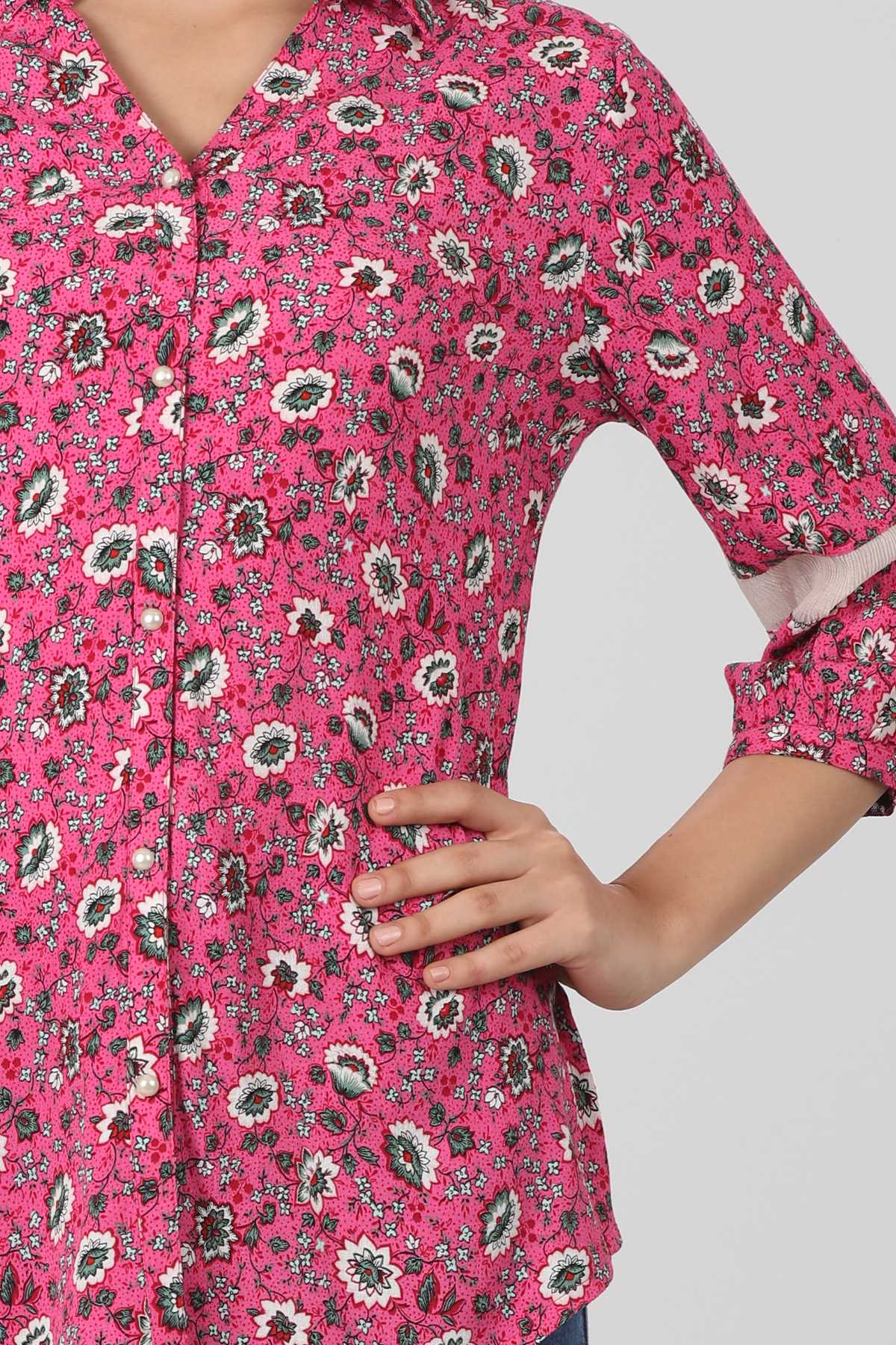 Pink Printed Shirt For Women