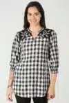 Checks Black And White Top For Women
