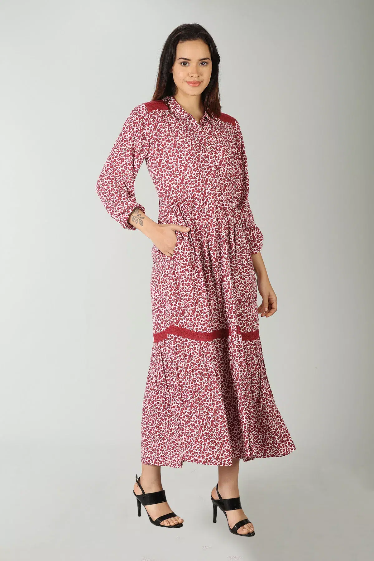 Red Printed Dress For Women