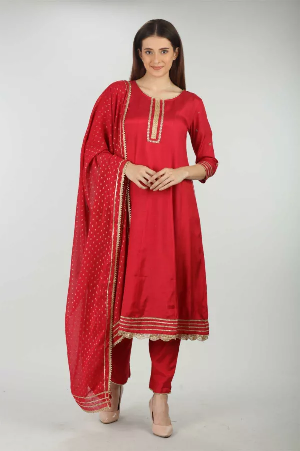 Solid Red Palazzo Pants For Women