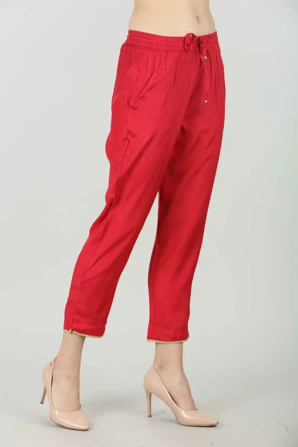 Solid Red Palazzo Pants For Women