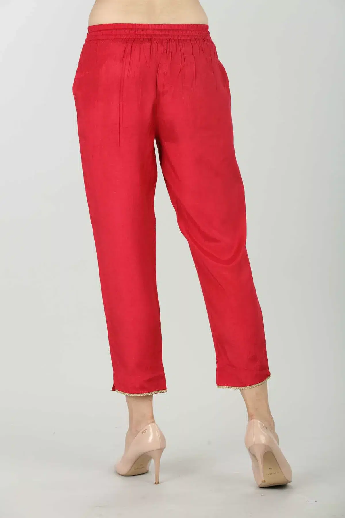 Solid Red Palazzo Pants For Women