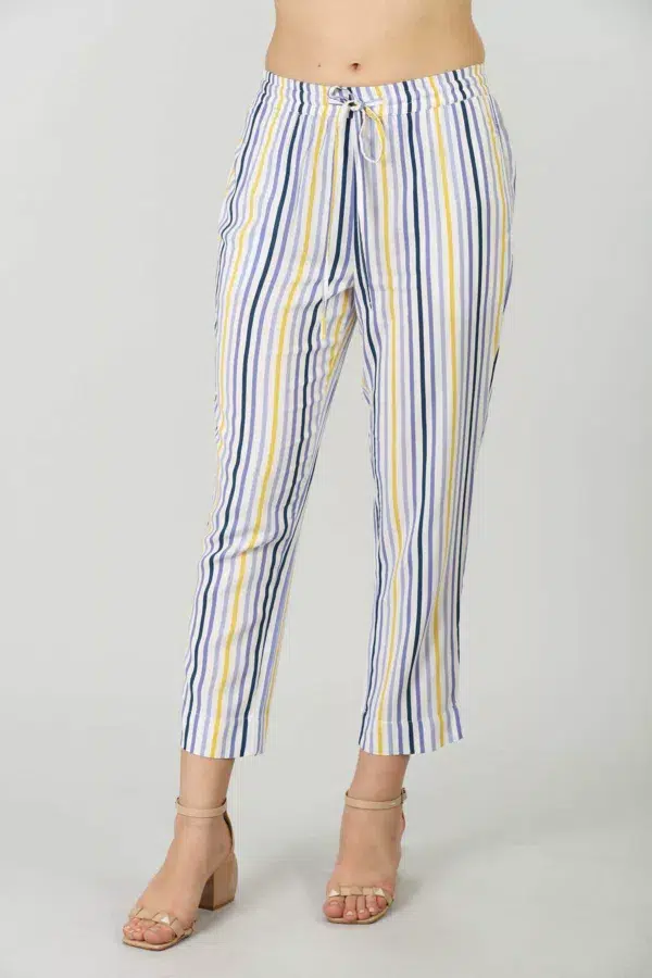 Striped Blue Palazzo Pants For Women