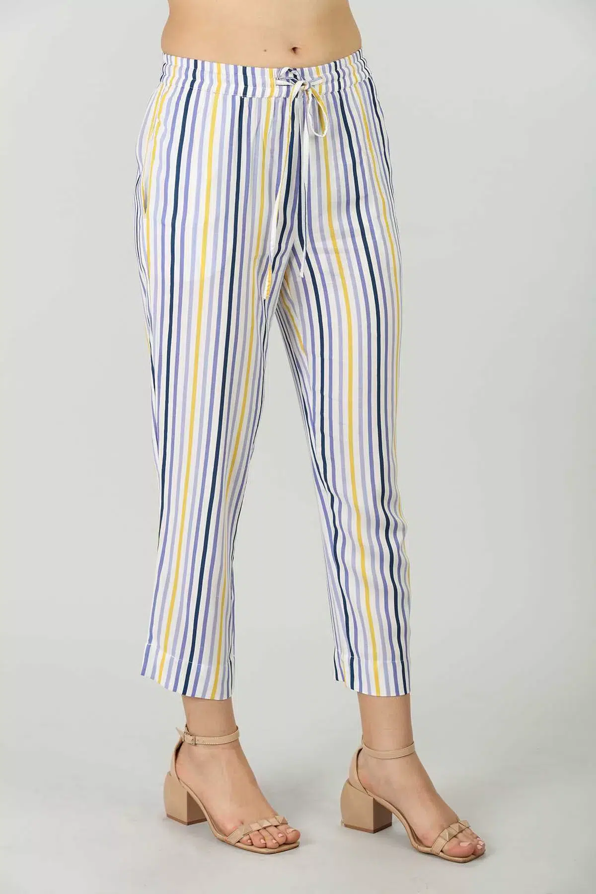 Striped Blue Palazzo Pants For Women