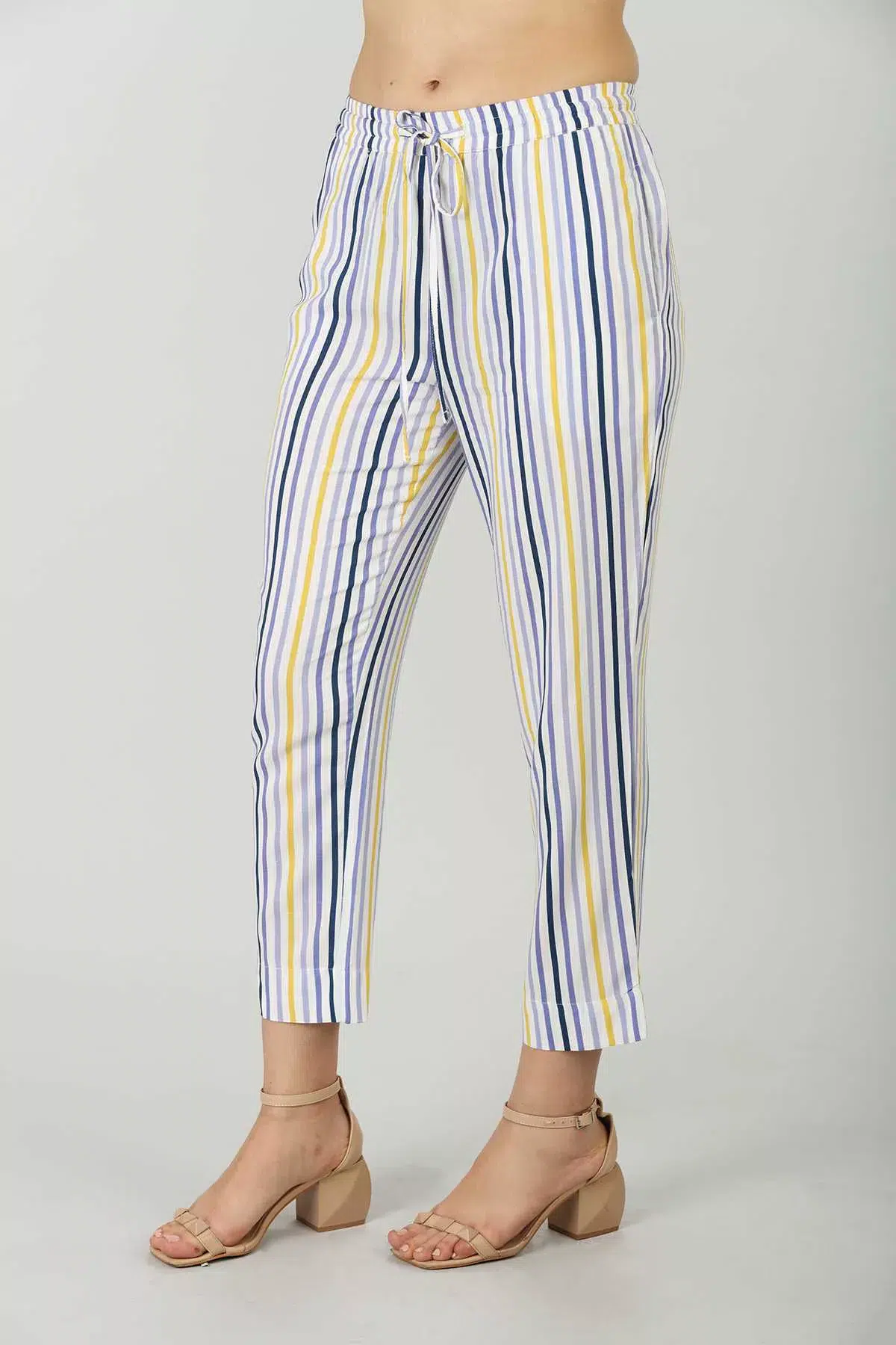 Striped Blue Palazzo Pants For Women