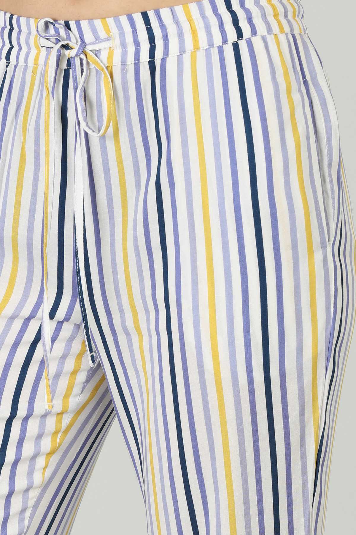 Striped Blue Palazzo Pants For Women