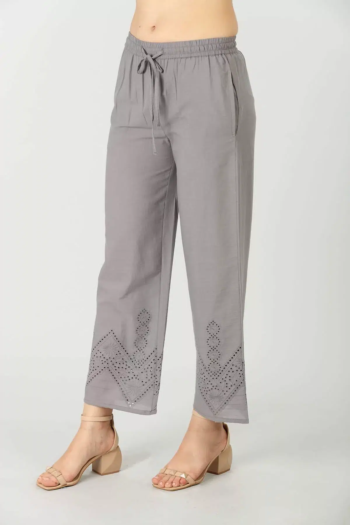 Grey Palazzo Pants For Women