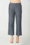 Slate Blue Solid Pants For Ladies