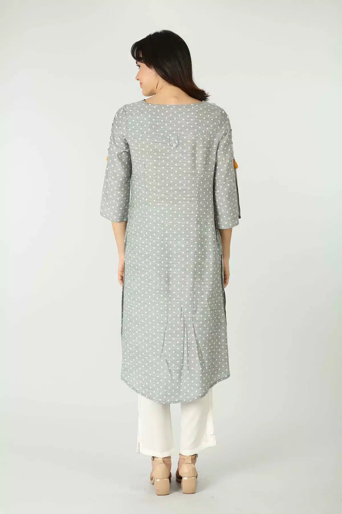 Grey Embroidered Female Kurti