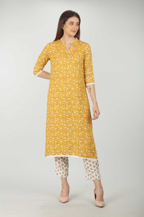 Yellow Printed Kurti For Women