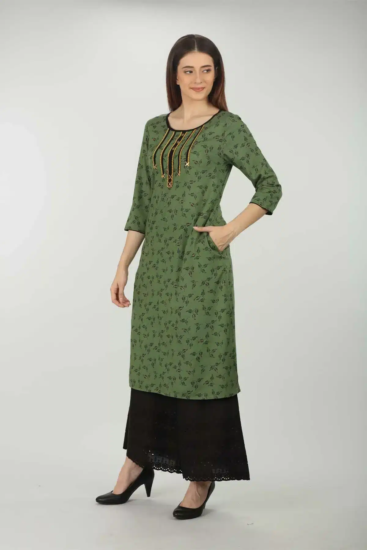 Green Kurti Long For Women