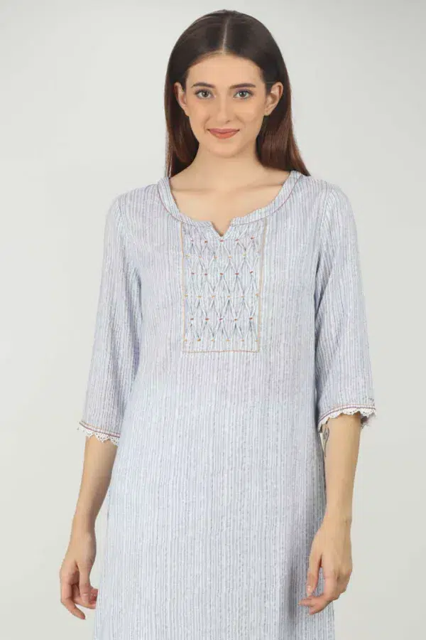 Blue Striped Kurti For Women
