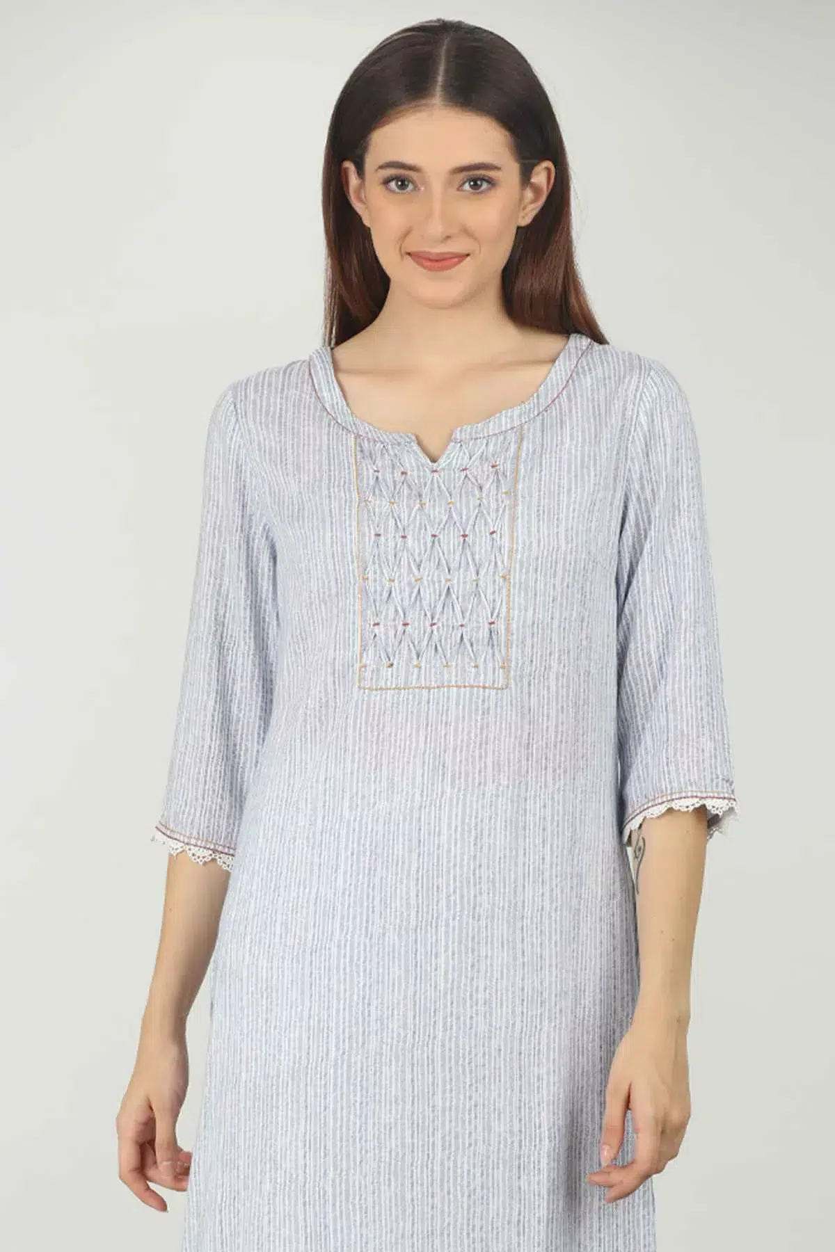 Blue Striped Kurti For Women