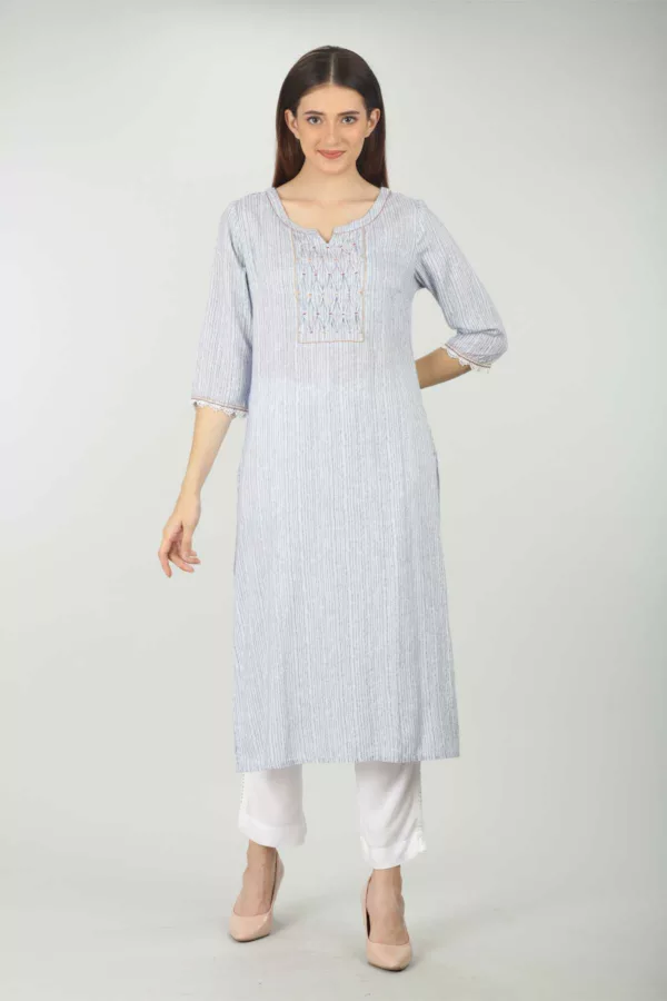 Blue Striped Kurti For Women