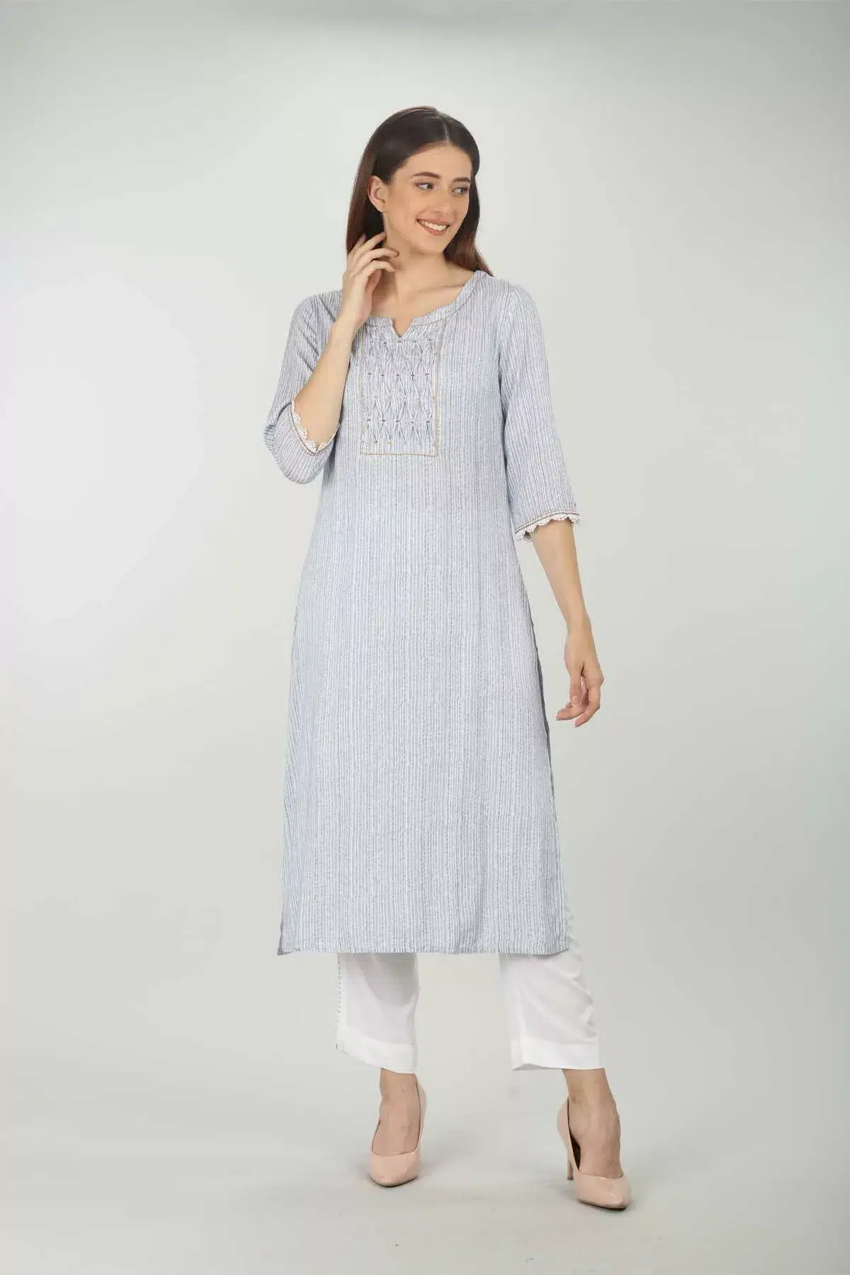Blue Striped Kurti For Women