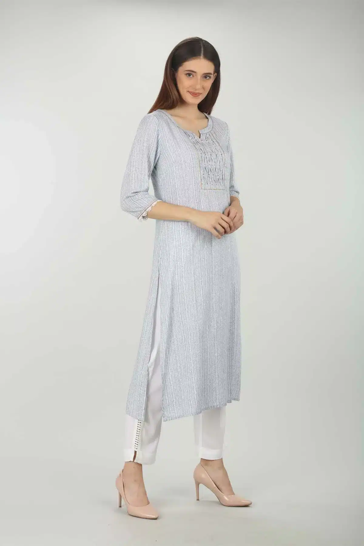 Blue Striped Kurti For Women