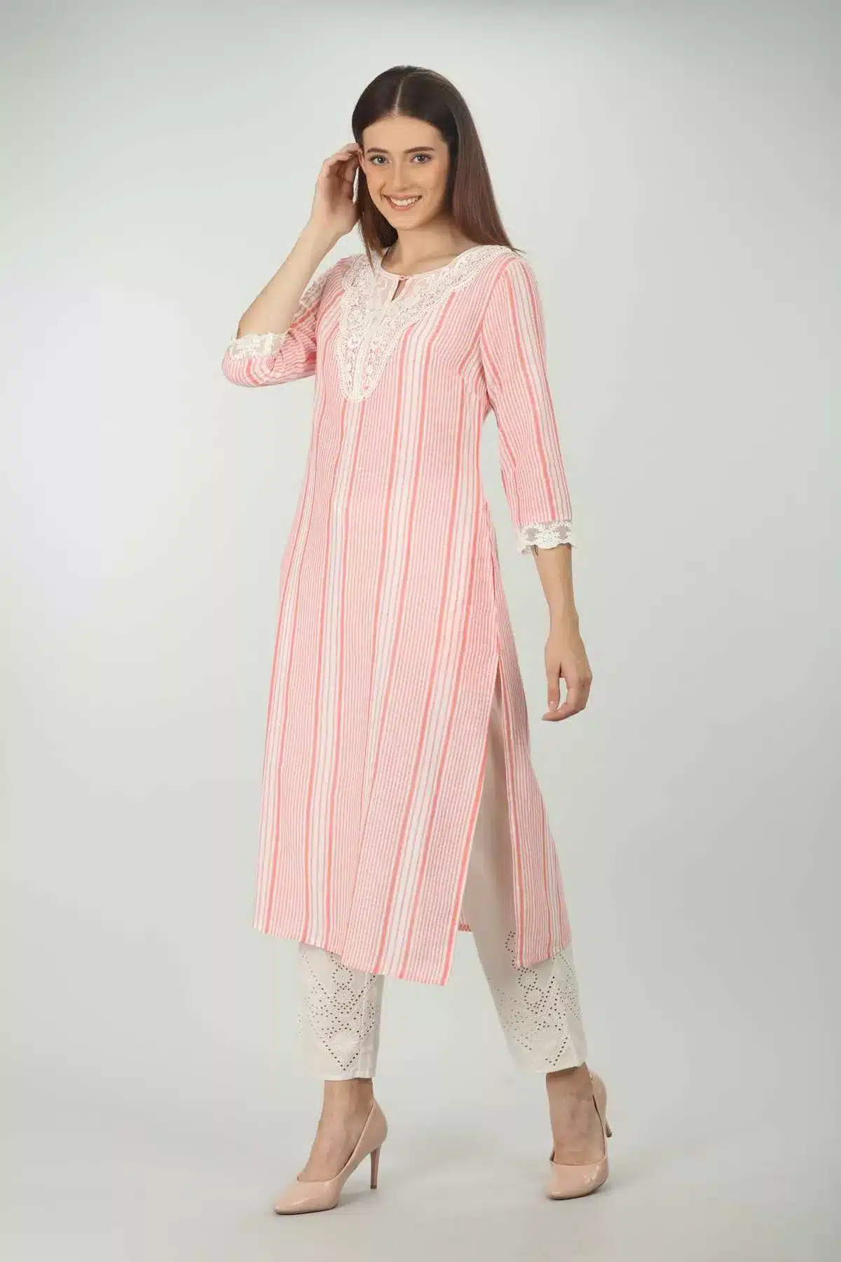 Red And White Kurti For Women