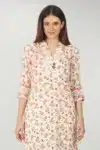 White Printed Kurta For Women