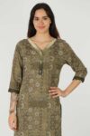 Printed Olive Green Kurta For Women