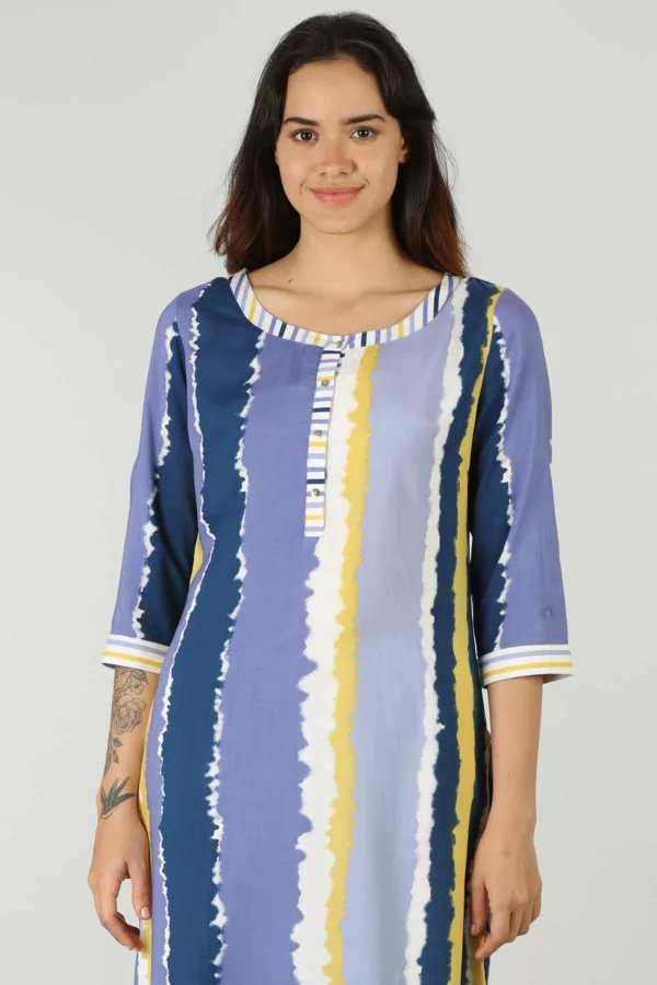 Striped Lavender Kurti For Women