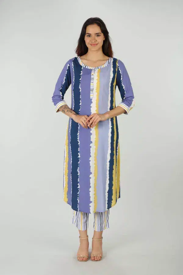Striped Lavender Kurti For Women