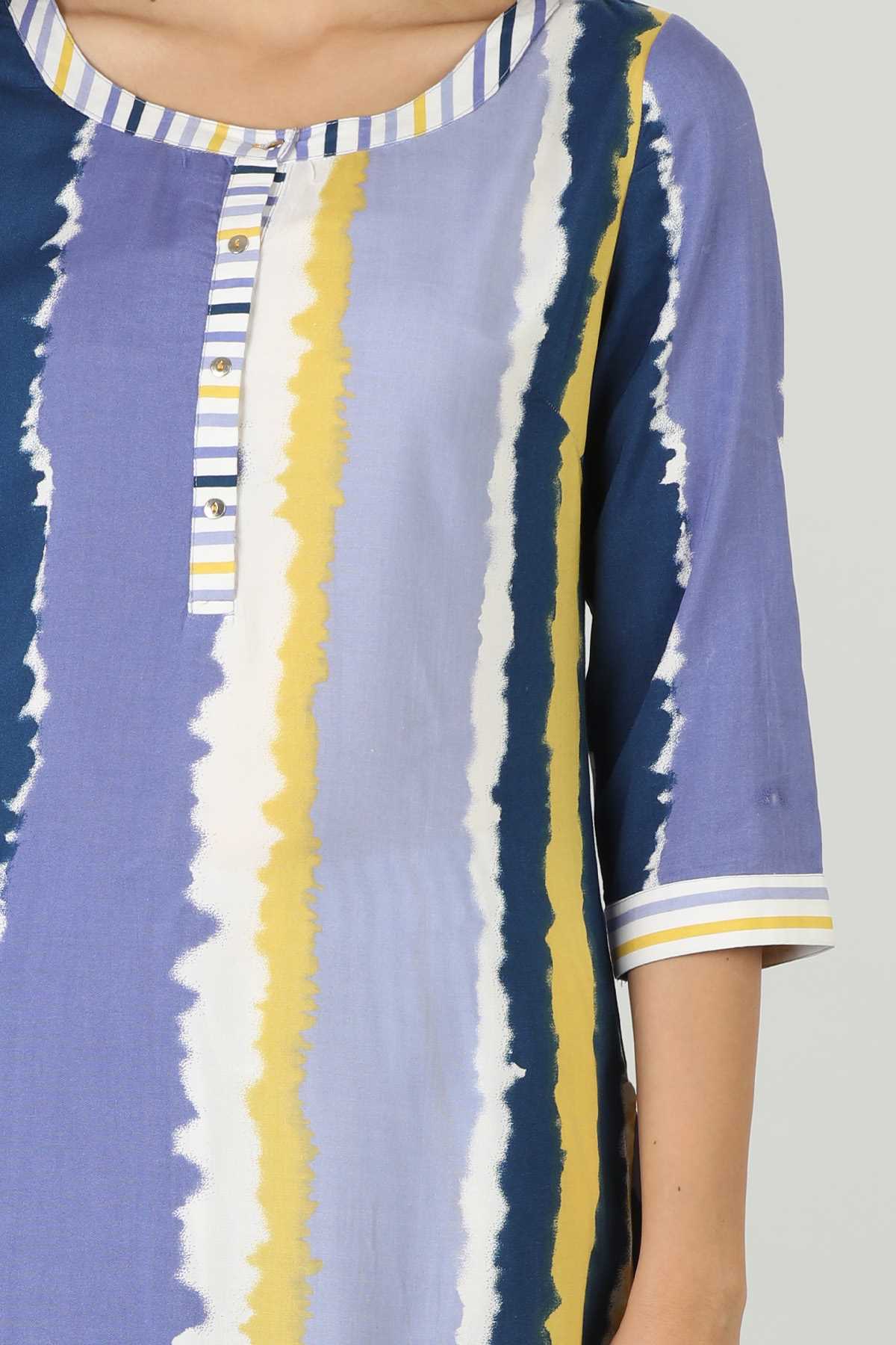 Striped Lavender Kurti For Women