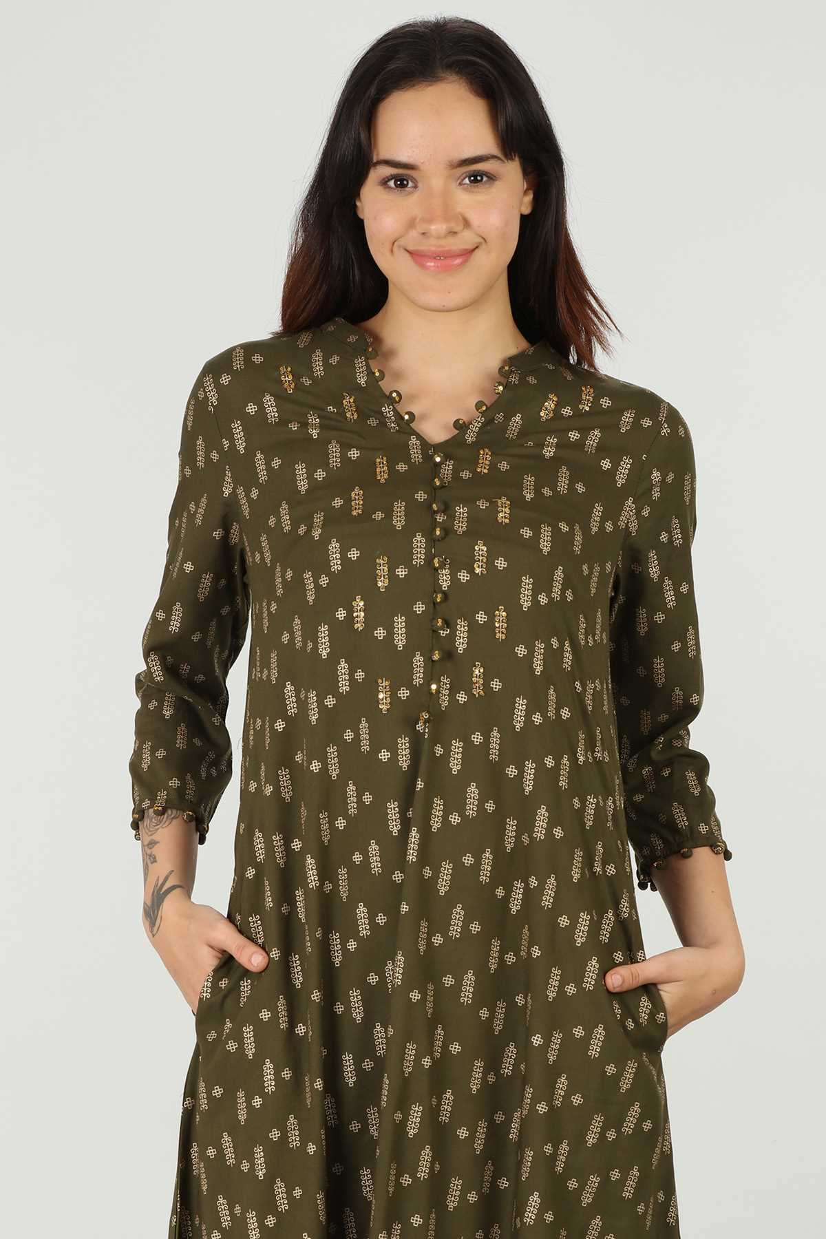 Printed Brown Kurtis For Women