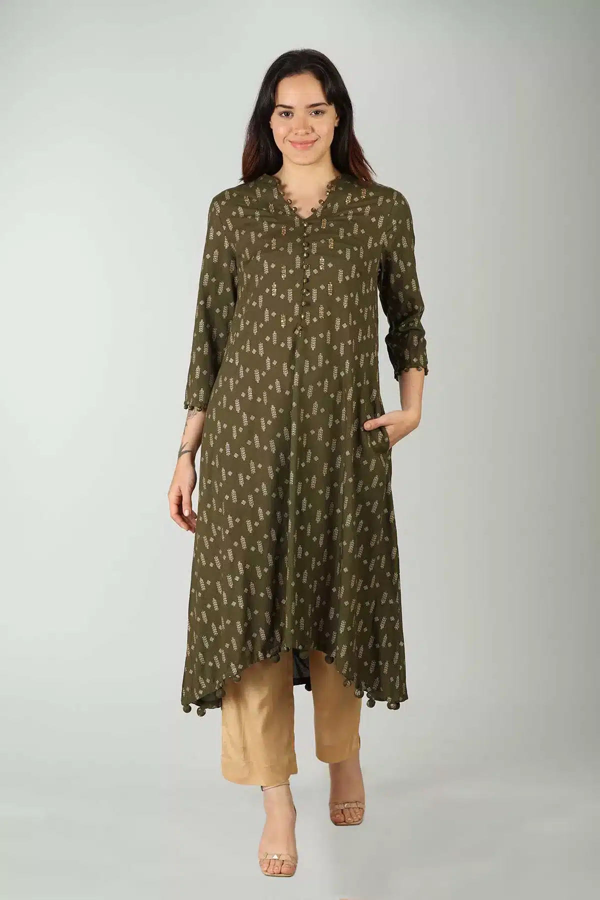 Printed Brown Kurtis For Women