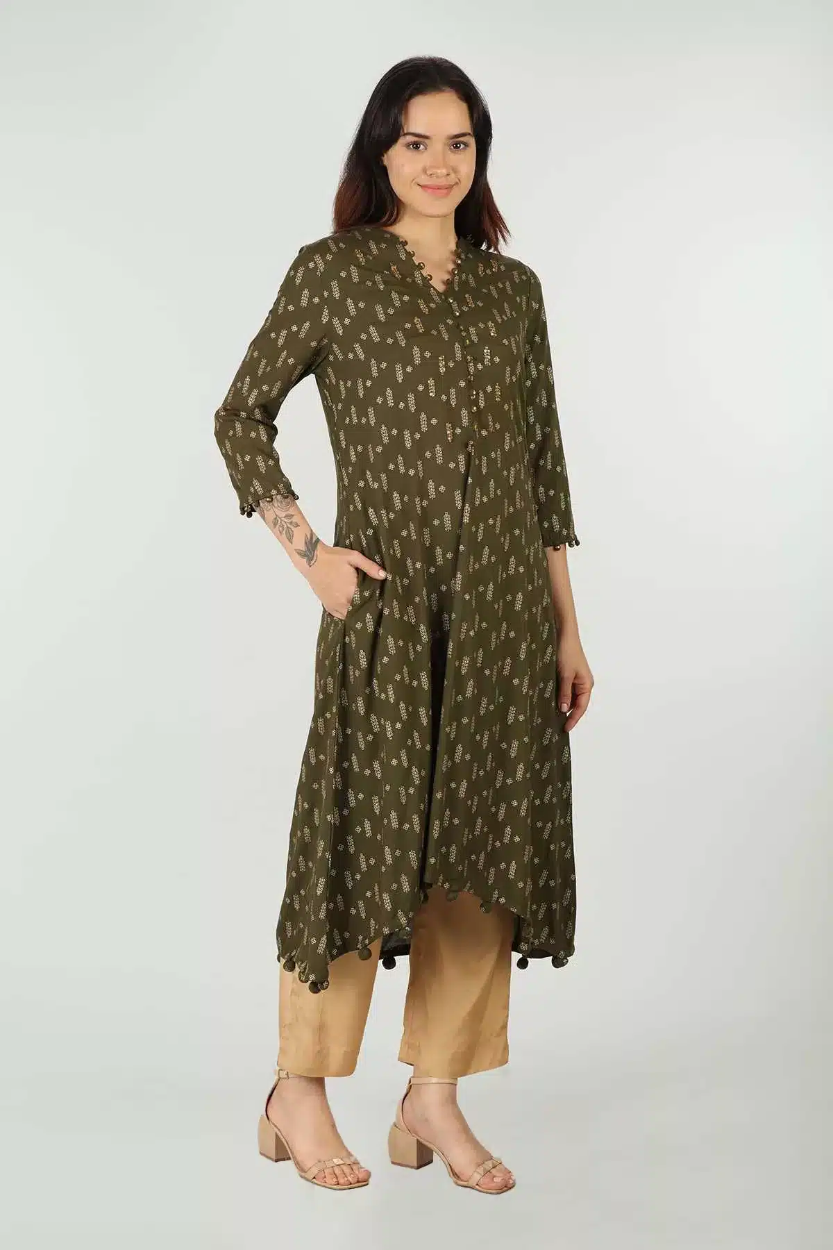 Printed Brown Kurtis For Women
