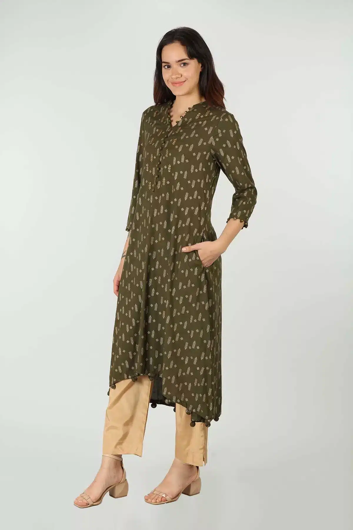 Printed Brown Kurtis For Women