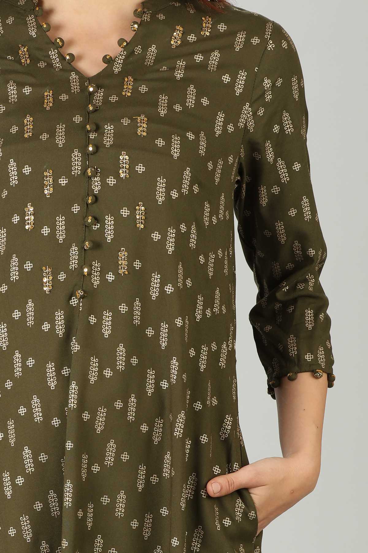 Printed Brown Kurtis For Women