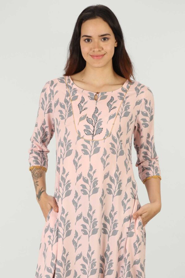 Printed Pink Kurtis For Women