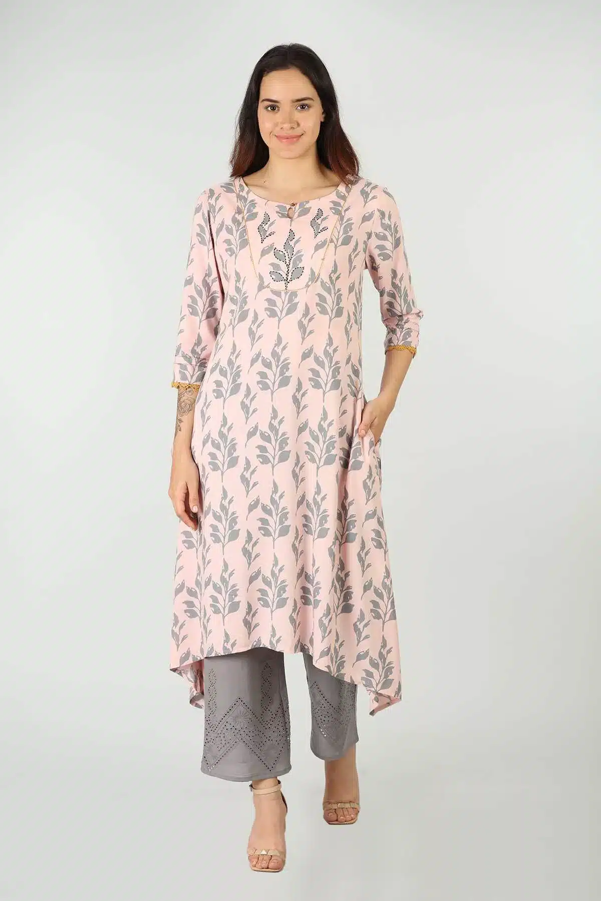 Printed Pink Kurtis For Women