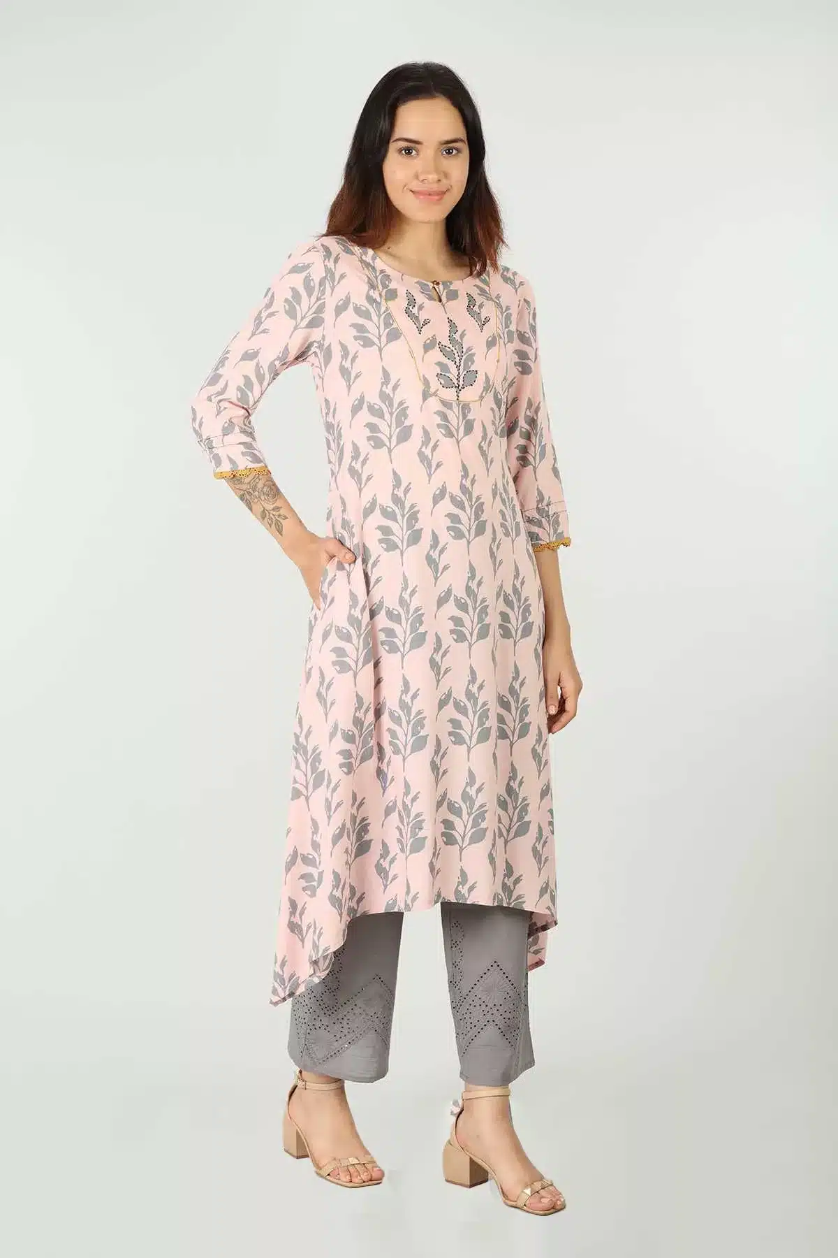 Printed Pink Kurtis For Women