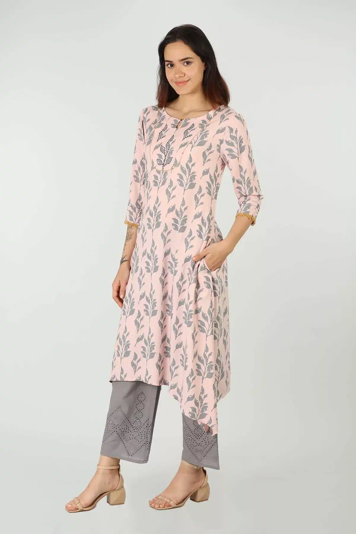 Printed Pink Kurtis For Women