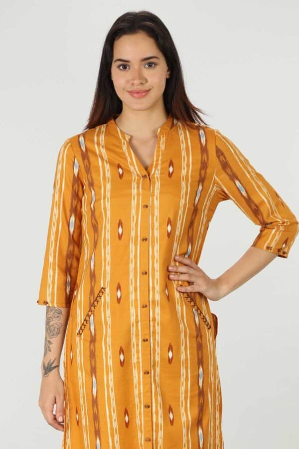 Printed Yellow Kurti For Women