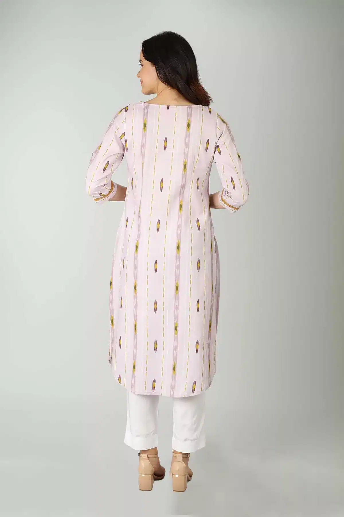 Printed Light Pink Kurti For Women