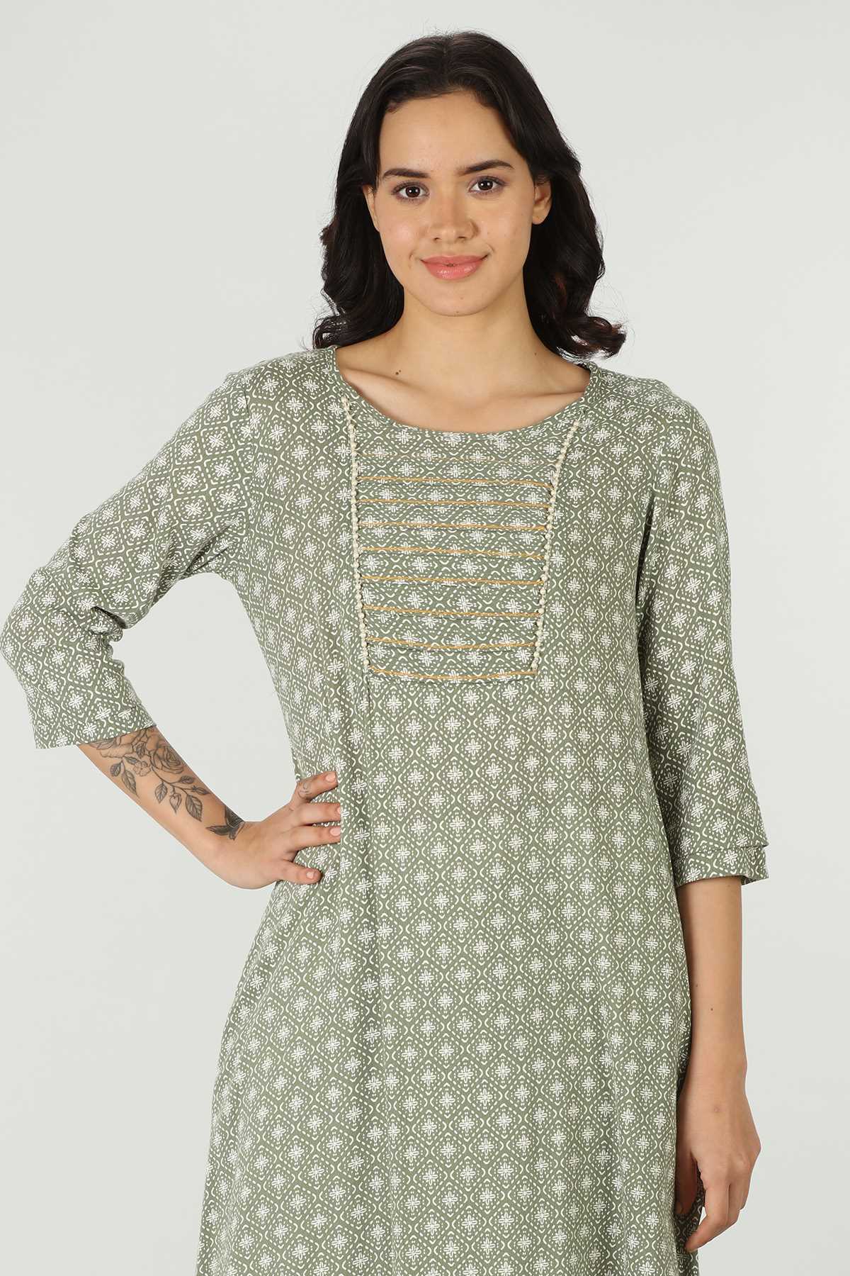 Printed Green Kurtis For Women