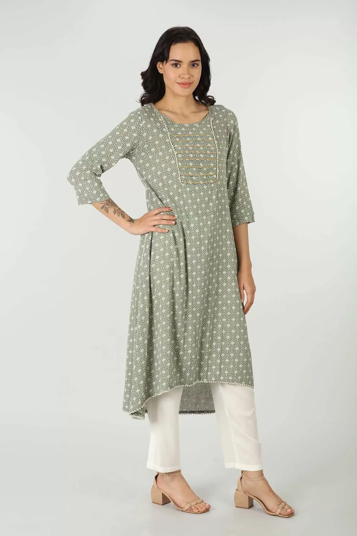Printed Green Kurtis For Women