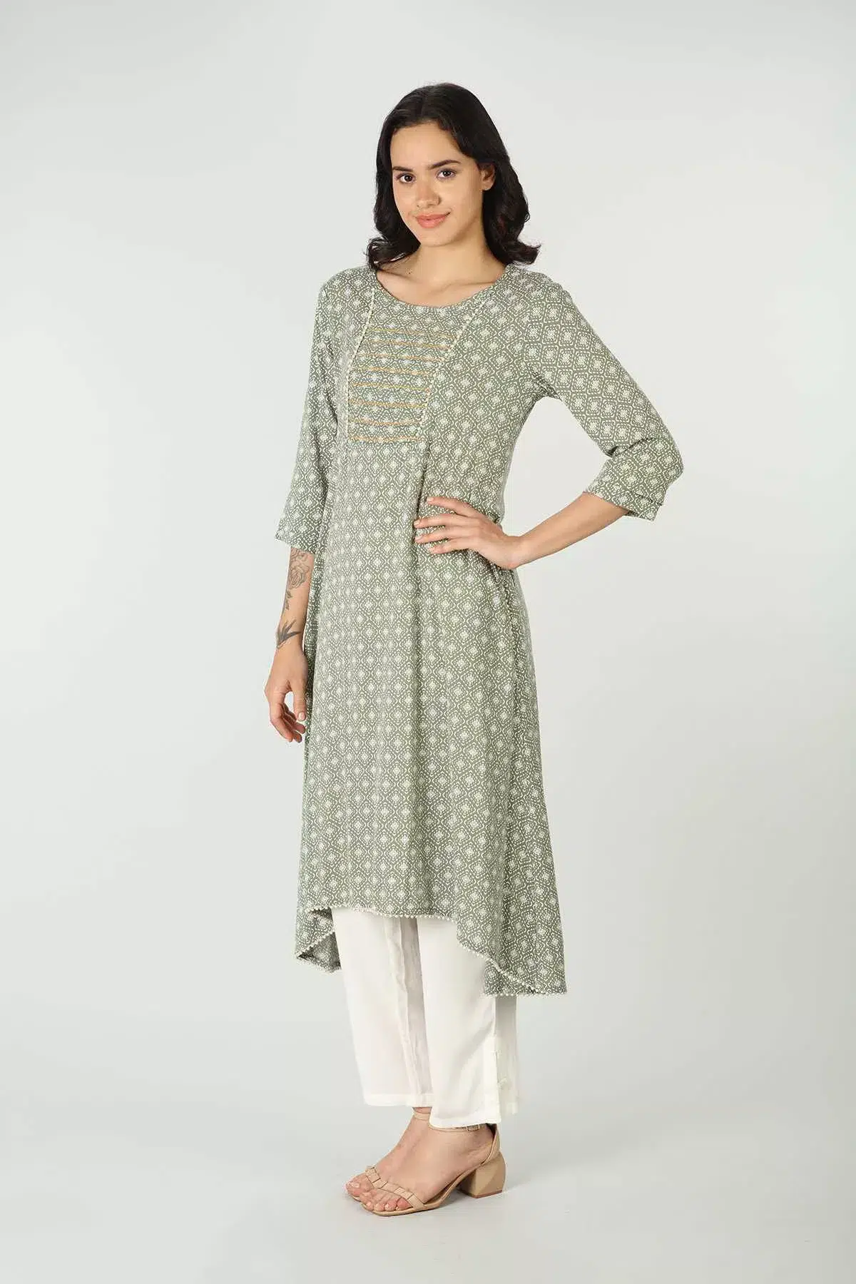 Printed Green Kurtis For Women