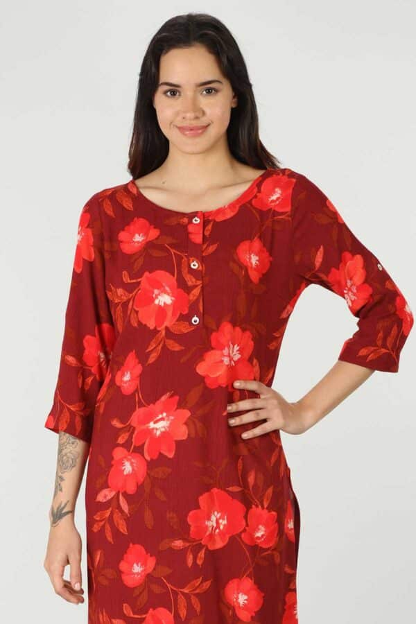 Printed Red Kurti For Women