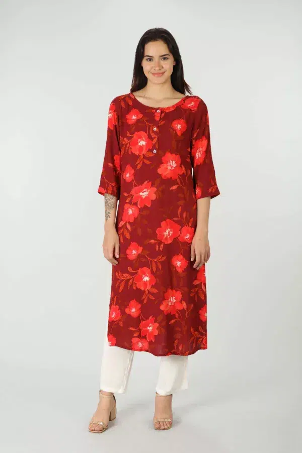 Printed Red Kurti For Women